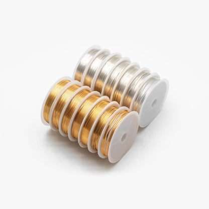 Gold/ Silver Plated Copper Wire, Craft Wrapping Supplies, 0.3-1mm, 18/ 20/ 21/ 22/ 24/ 26/ 28 Gauge Soft Wire, 1 Full Coil (#GB-455)