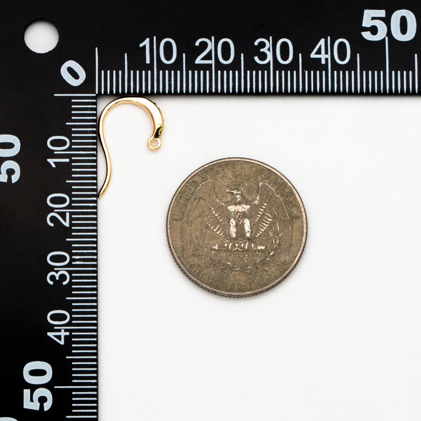 10pcs CZ Pave Gold Earring Hooks 14x10mm, Real Gold Plated Brass Earwires (GB-315)