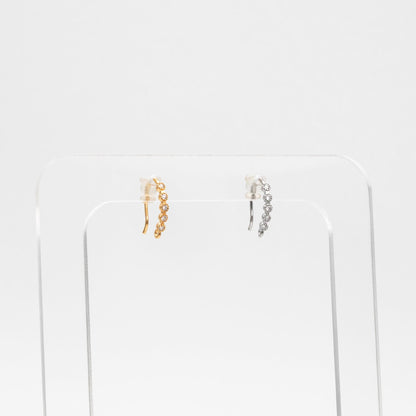 10pcs CZ Pave Gold/ Silver Earring Hooks 16x10mm, Real Gold/ Rhodium Plated Brass Earwires, Color Not Easily Tarnish (GB-317-C)
