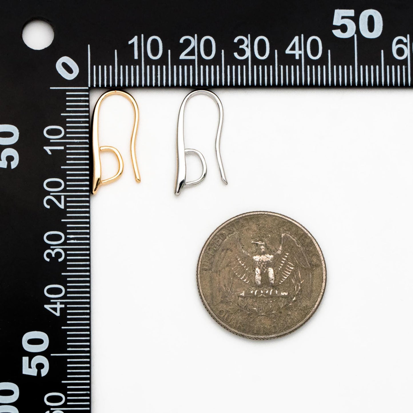 10pcs Gold/ Silver tone Ear Hooks 20x9mm, Gold/ Rhodium plated on Brass, Simple Large Earwires Earring Hooks (GB-318)