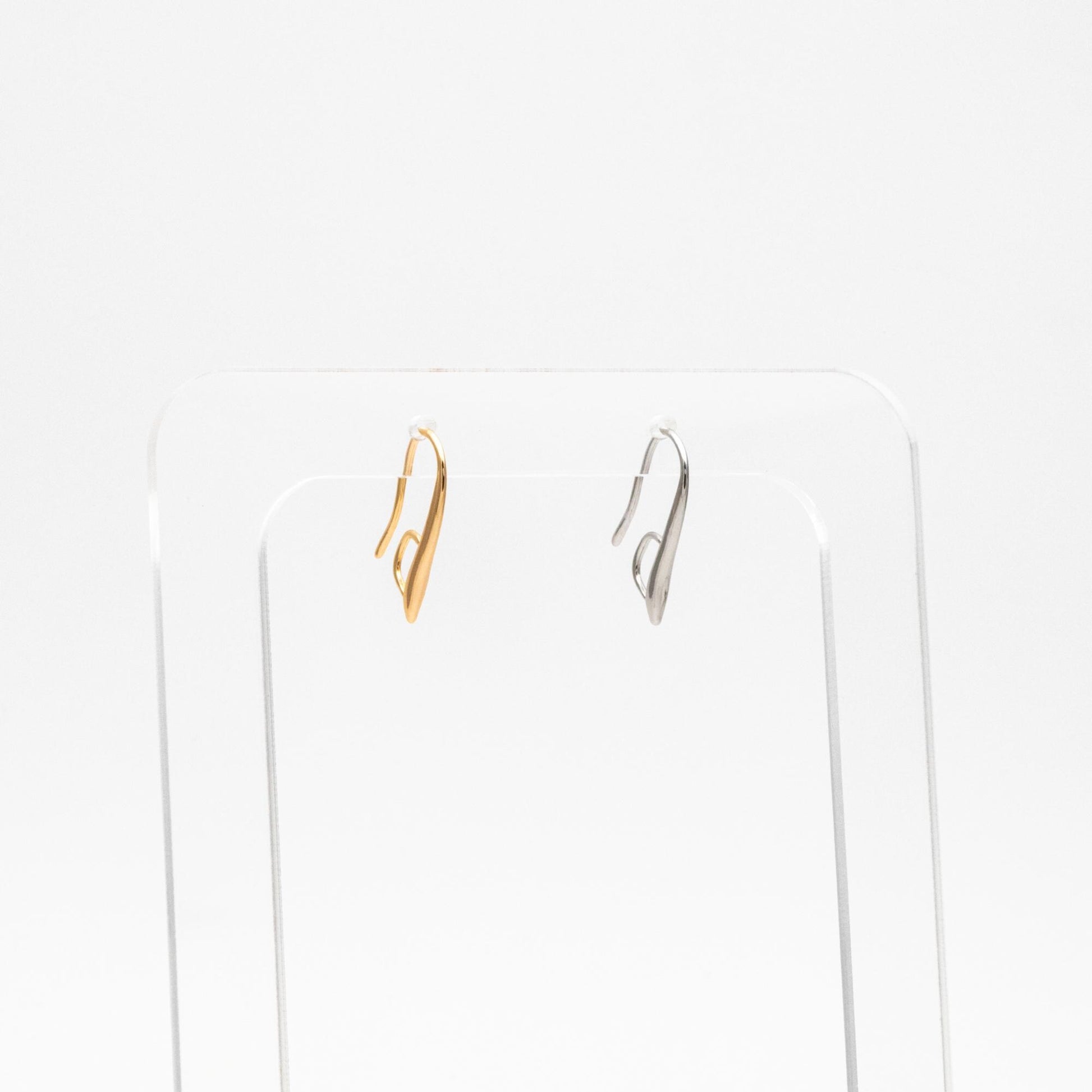 10pcs Gold/ Silver tone Ear Hooks 20x9mm, Gold/ Rhodium plated on Brass, Simple Large Earwires Earring Hooks (GB-318)