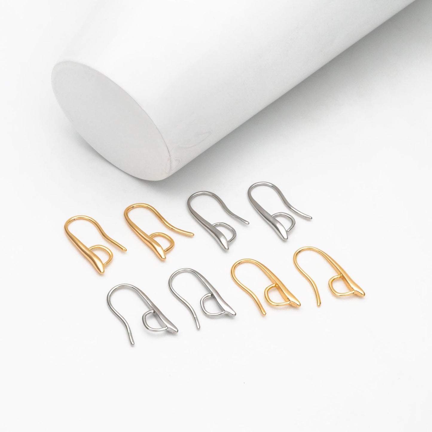 10pcs Gold/ Silver tone Ear Hooks 20x9mm, Gold/ Rhodium plated on Brass, Simple Large Earwires Earring Hooks (GB-318)