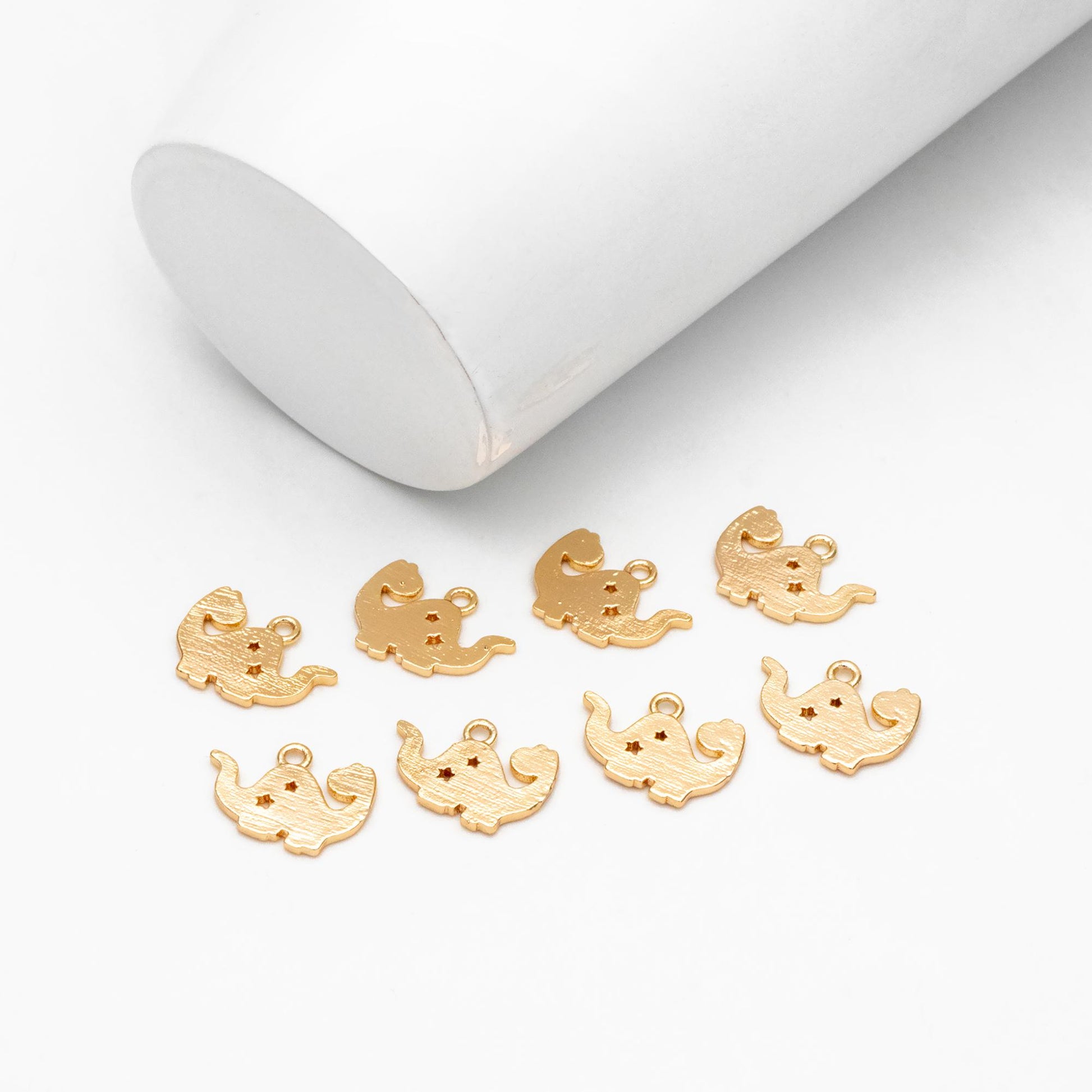 10pcs Gold Dinosaur Charms 14mm, Real Gold plated Brass, Color Not Easily Tarnish (GB-327)