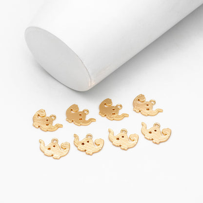 10pcs Gold Dinosaur Charms 14mm, Real Gold plated Brass, Color Not Easily Tarnish (GB-327)