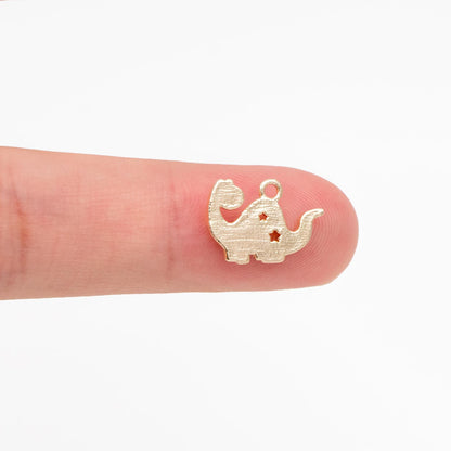10pcs Gold Dinosaur Charms 14mm, Real Gold plated Brass, Color Not Easily Tarnish (GB-327)