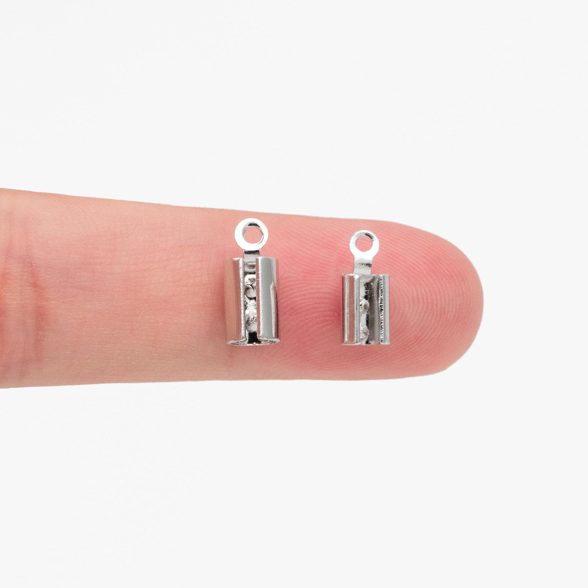 20pcs Gold/ Silver/ Rose Gold Crimp End Tips Caps, Leather Hemp Cord Chain Ends 4mm/ 5mm, Gold plated Brass, Lead Nickel Free (GB-330)