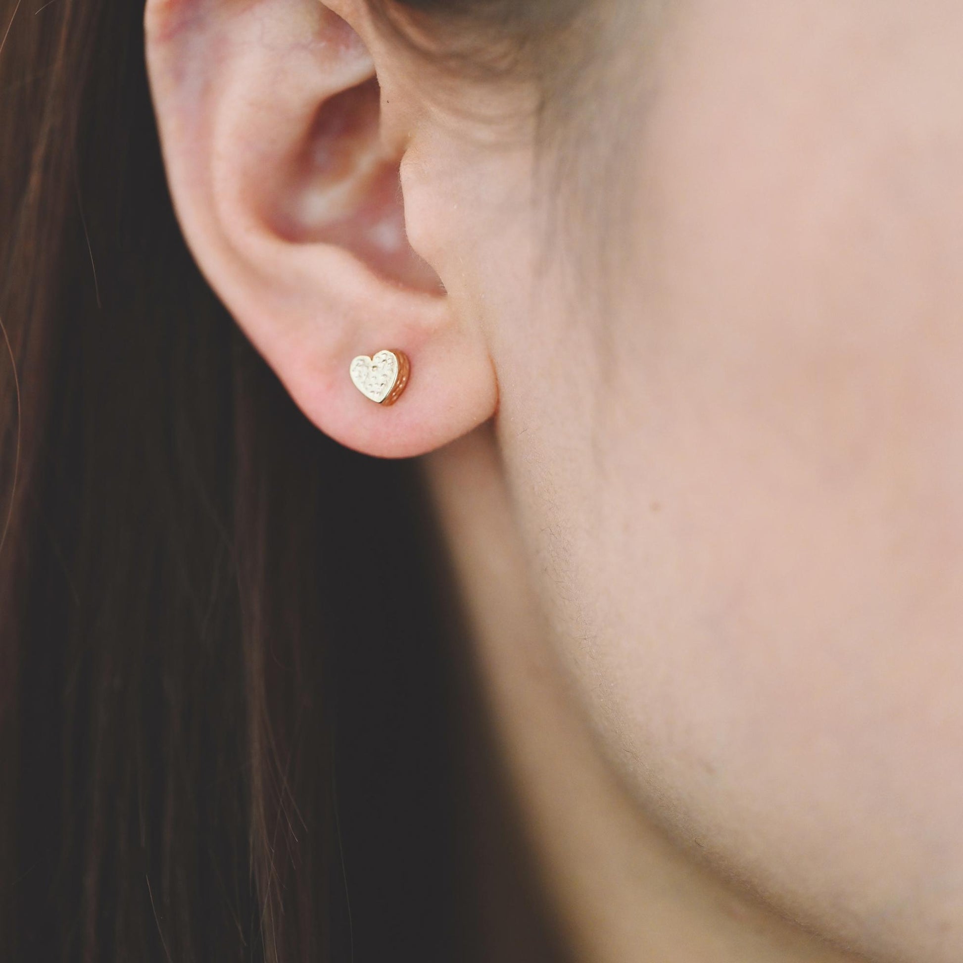 10pcs Gold/ Silver Tone Hammered Heart/ Clover/ Club/ Cross Earrings, Real Gold/ Rhodium Plated Brass Minimalist Stud Earrings (GB-4481)