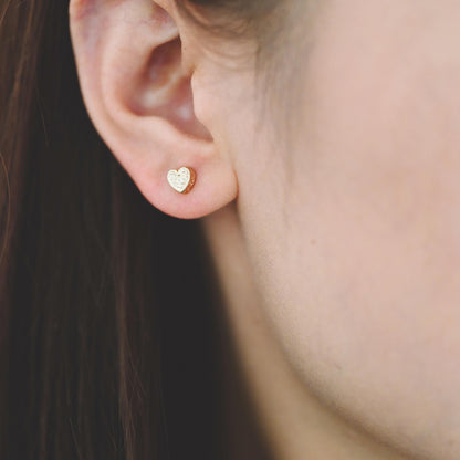 10pcs Gold/ Silver Tone Hammered Heart/ Clover/ Club/ Cross Earrings, Real Gold/ Rhodium Plated Brass Minimalist Stud Earrings (GB-4481)