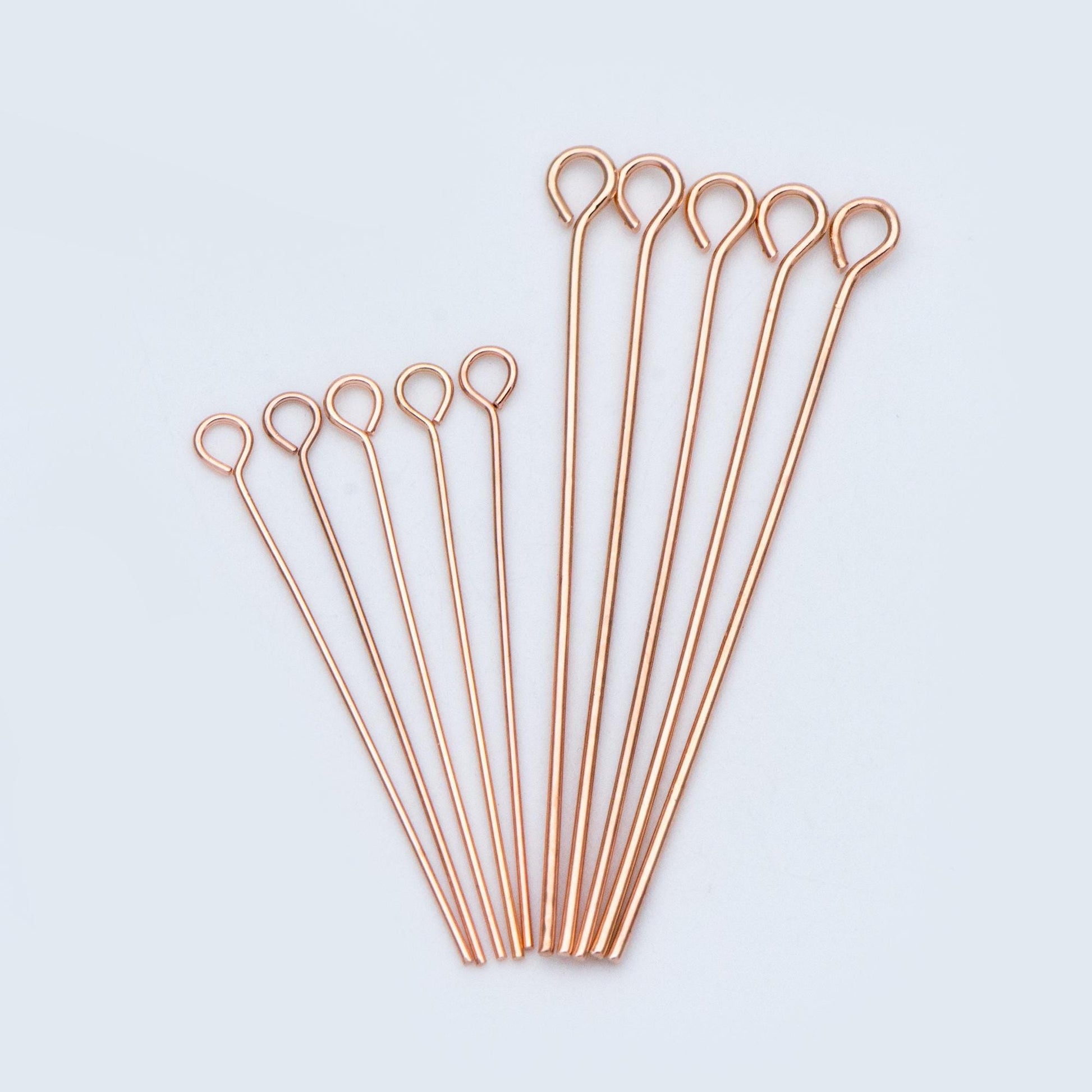 100pcs Gold/ Silver/ Rose Gold Eye Pins, 30x0.5mm (24 Gauge) 40x0.7mm (21 Gauge), Gold/ Rhodium plated Brass Eyepins (GB-026)