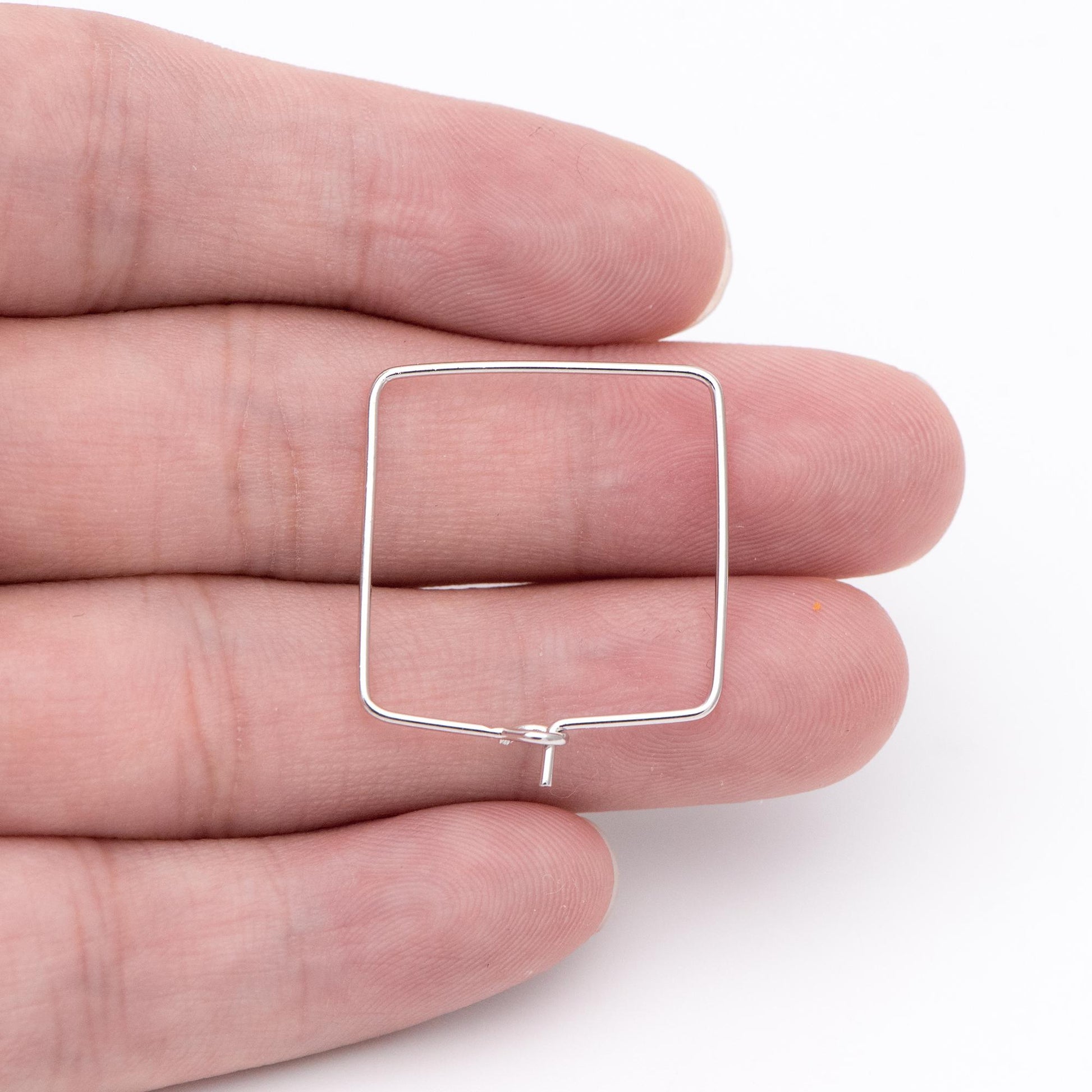 10pcs Gold/ Silver Tone Square Earring Hoops, 22mm Geometric Ear Wire Charm Pendants, Threader Earring Components (GB-702)