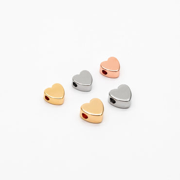 10pcs Gold/ Silver/ Rose Gold Heart Spacer Beads 5/ 6mm, 18K Real Gold/ Rhodium plated Brass, Jewelry Making Supplies Wholesale (GB-015)