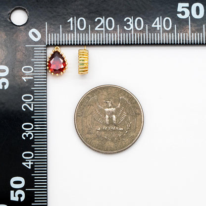 10pcs CZ pave Gold/ Silver tone Teardrop Charms 11x7mm, Gold/ Rhodium Plated Brass Drop Pendants (GB-1026)