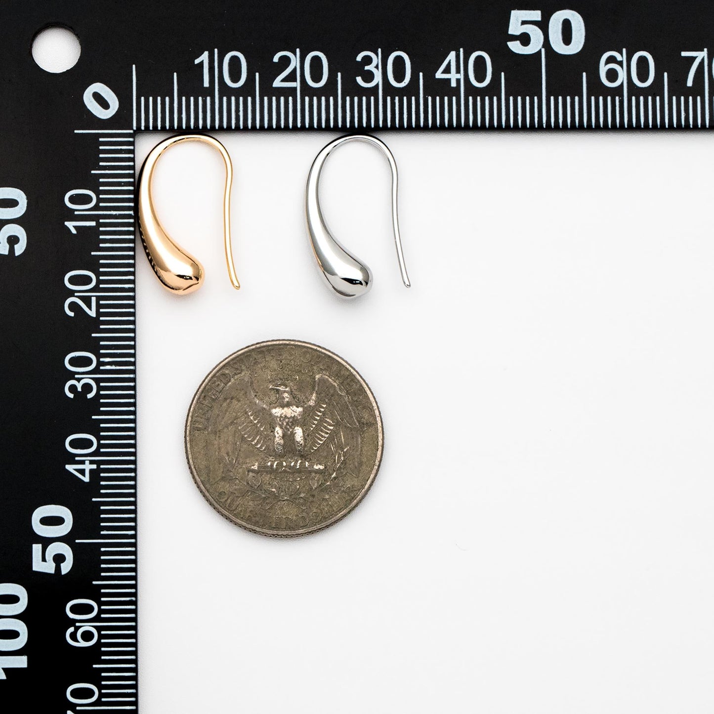 10pcs Gold/ Silver Tone Teardrop Earring Hooks, 18K Gold/ Rhodium Plated Brass, Simple Earwire Earrings (GB-4555)