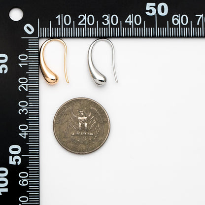 10pcs Gold/ Silver Tone Teardrop Earring Hooks, 18K Gold/ Rhodium Plated Brass, Simple Earwire Earrings (GB-4555)