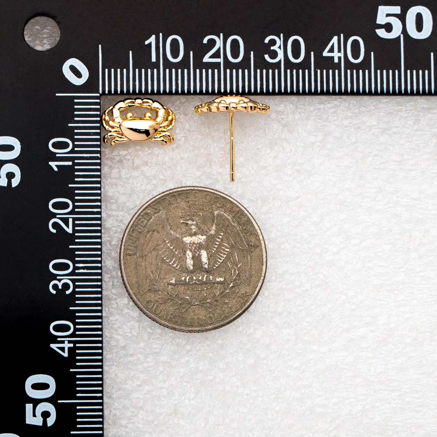 10pcs Gold/ Silver Tone Crab Earrings, 18K Real Gold/ Rhodium plated Brass, Dianty Crab Stud Earrings (GB-4566)