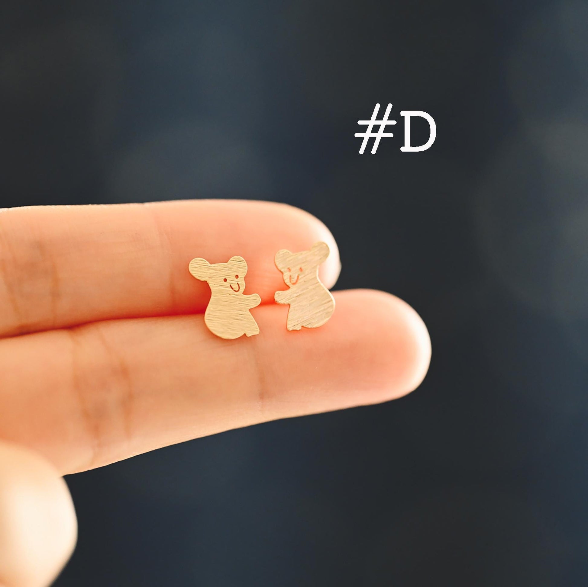 10pcs Gold Hedgehog/ Alpaca/ Sloth/ Koala Earrings, Gold Plated Brass, Cute Animal Stud Earrings (GB-4528)