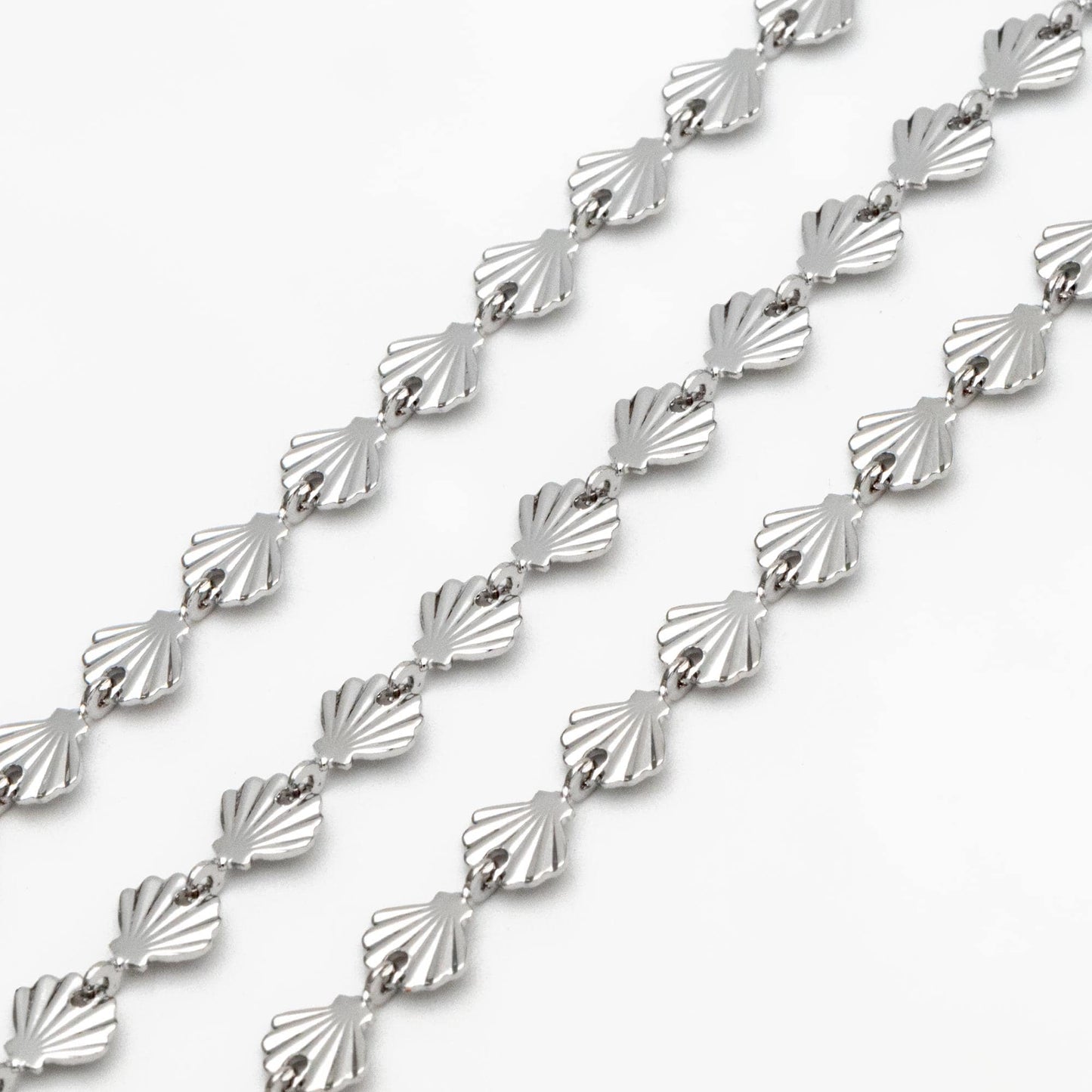 Gold/ Sliver Tone Shell Chain, 18K Real Gold/ Rhodium plated Brass, DIY Necklace Bracelet Wholesale (#LK-571)/ 1 Meter=3.3ft