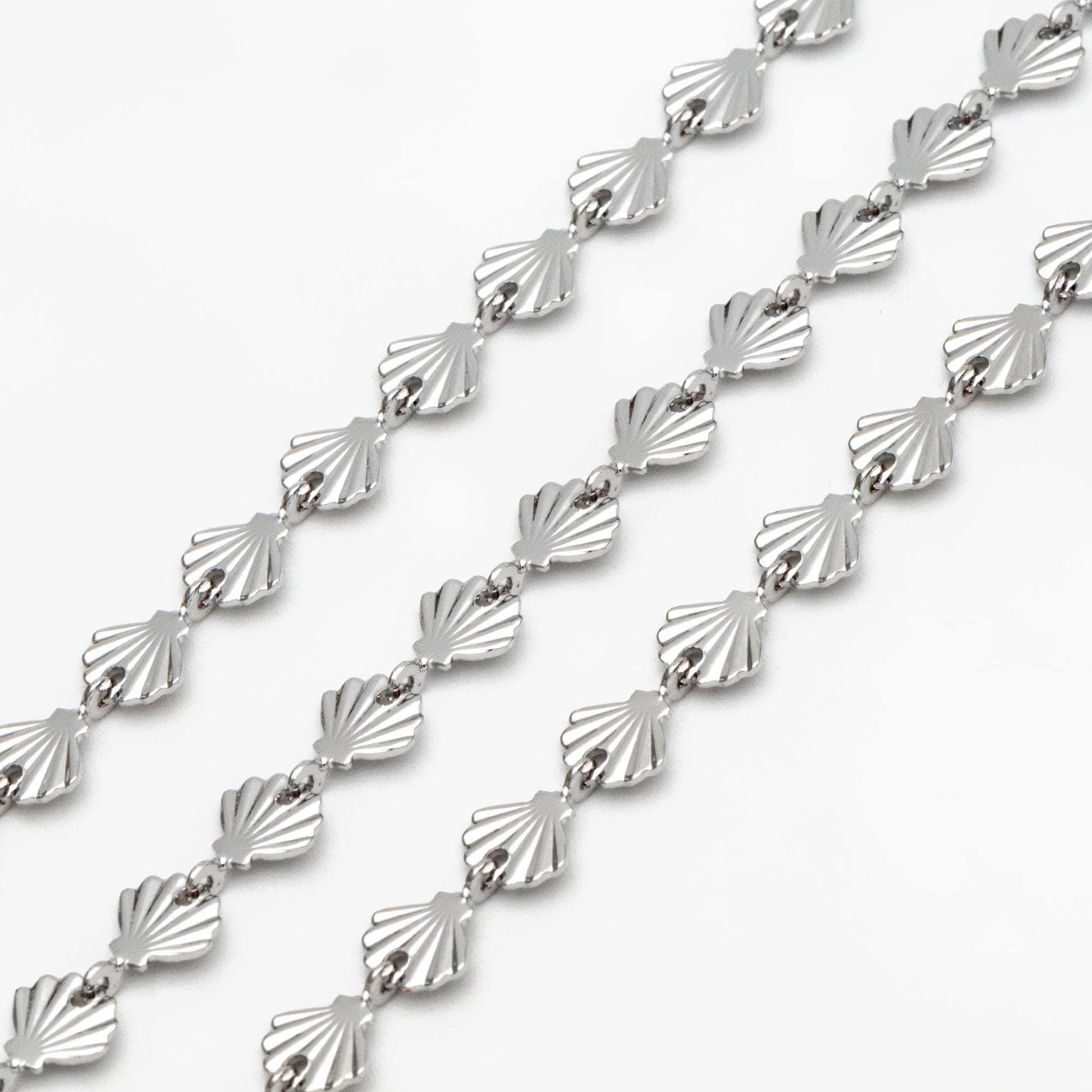 Gold/ Sliver Tone Shell Chain, 18K Real Gold/ Rhodium plated Brass, DIY Necklace Bracelet Wholesale (#LK-571)/ 1 Meter=3.3ft