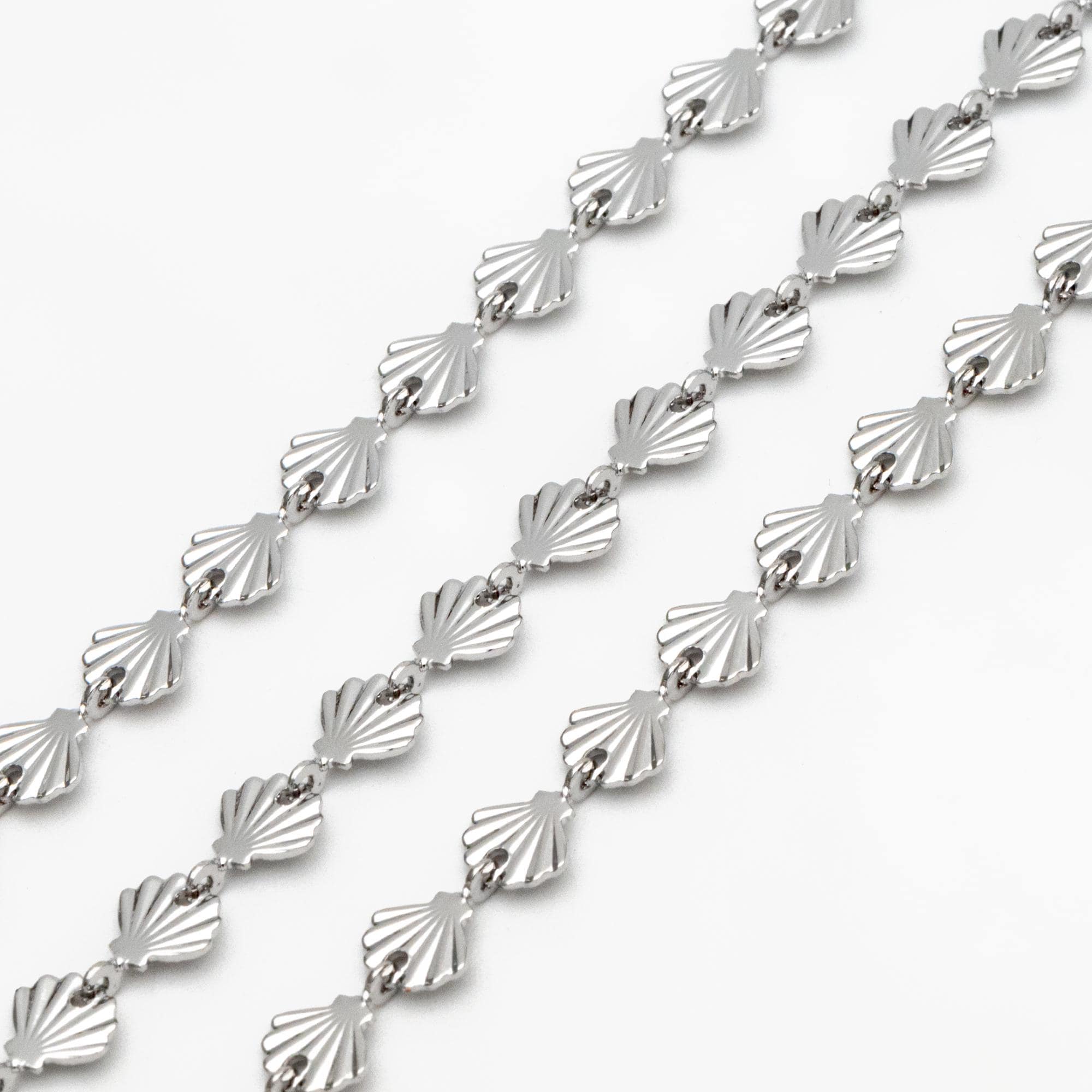 Gold/ Sliver Tone Shell Chain, 18K Real Gold/ Rhodium plated Brass, DIY Necklace Bracelet Wholesale (#LK-571)/ 1 Meter=3.3ft