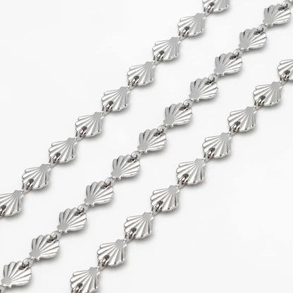 Gold/ Sliver Tone Shell Chain, 18K Real Gold/ Rhodium plated Brass, DIY Necklace Bracelet Wholesale (#LK-571)/ 1 Meter=3.3ft