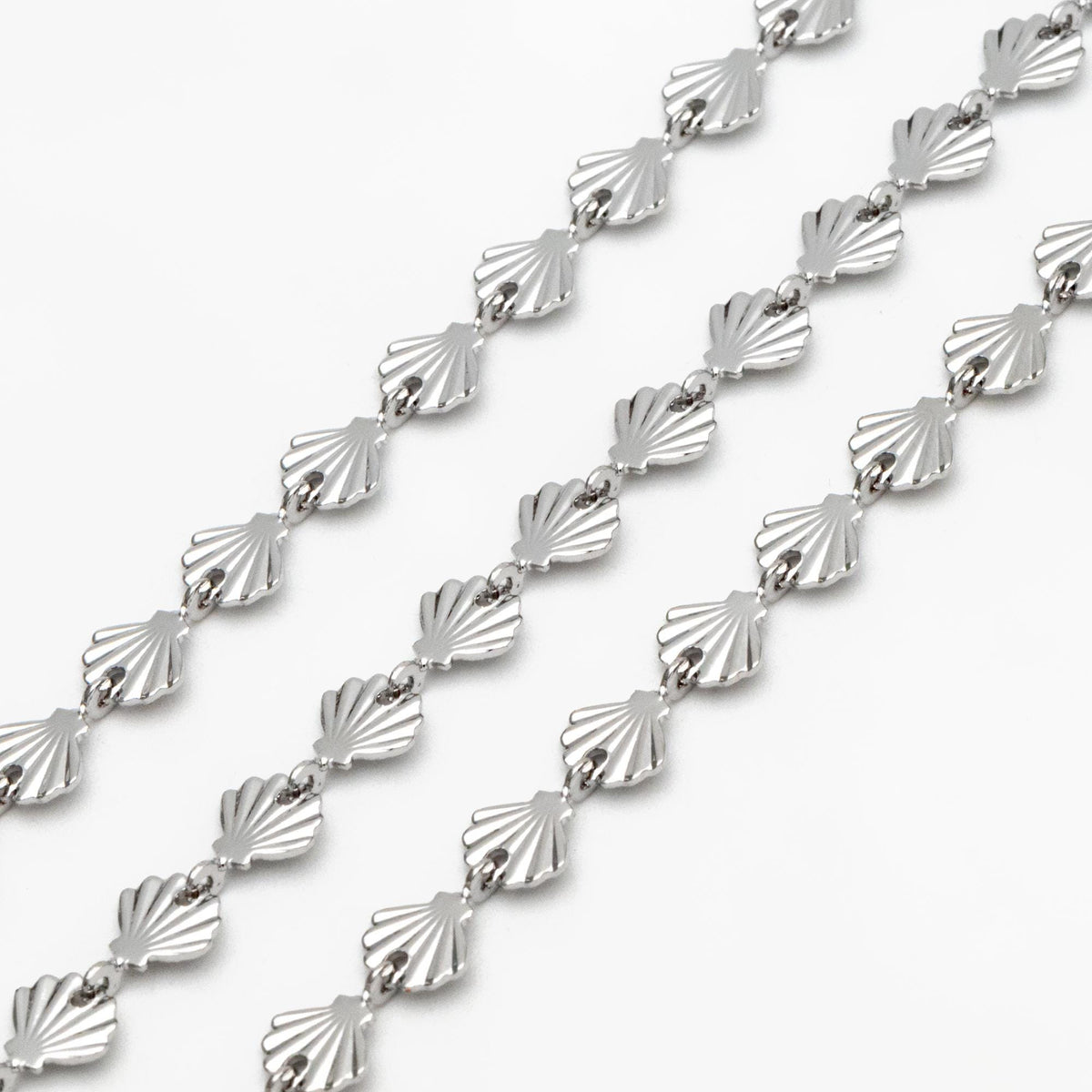 Gold/ Sliver Tone Shell Chain, 18K Real Gold/ Rhodium plated Brass, DIY Necklace Bracelet Wholesale (#LK-571)/ 1 Meter=3.3ft