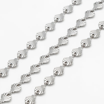 Gold/ Sliver Tone Shell Chain, 18K Real Gold/ Rhodium plated Brass, DIY Necklace Bracelet Wholesale (#LK-571)/ 1 Meter=3.3ft