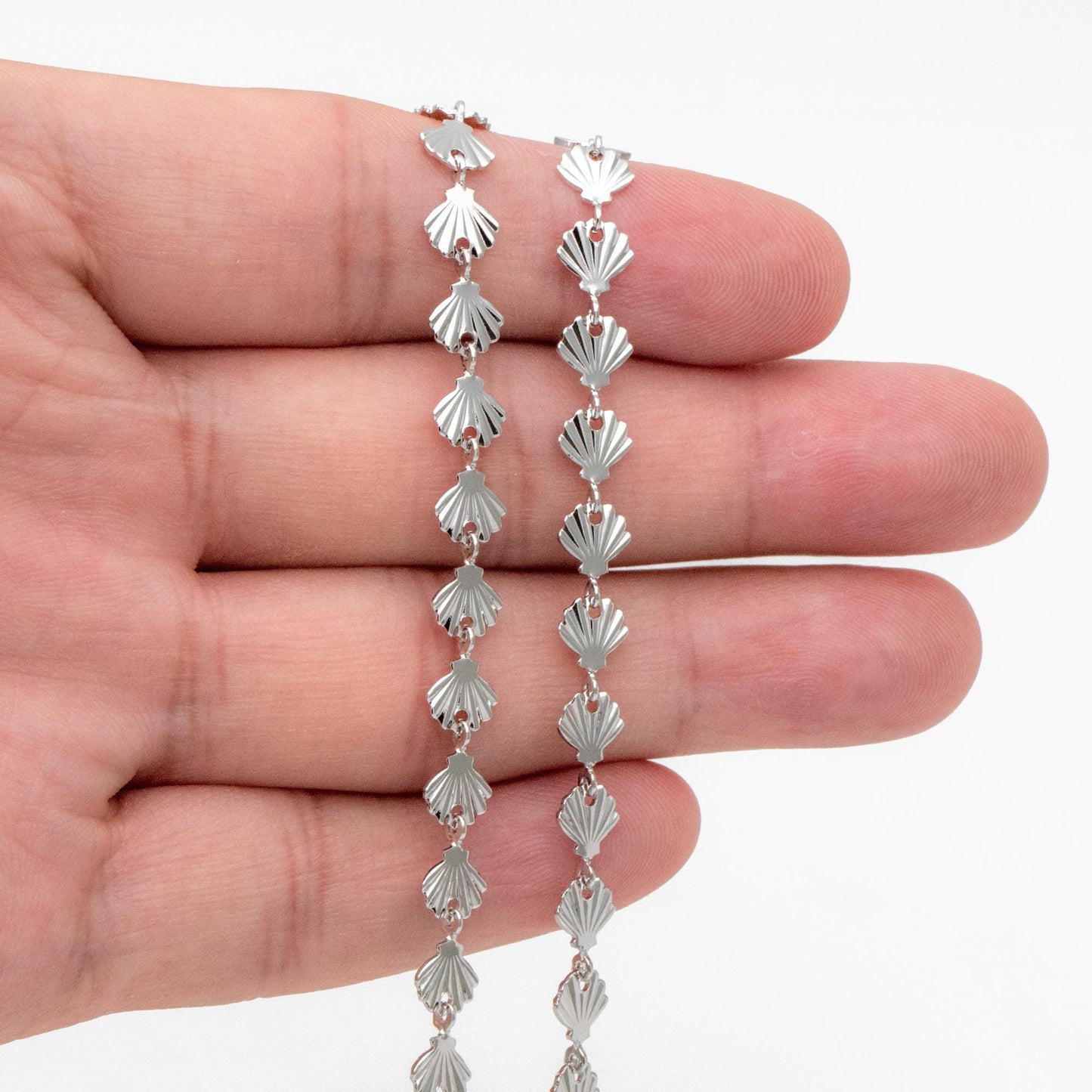 Gold/ Sliver Tone Shell Chain, 18K Real Gold/ Rhodium plated Brass, DIY Necklace Bracelet Wholesale (#LK-571)/ 1 Meter=3.3ft