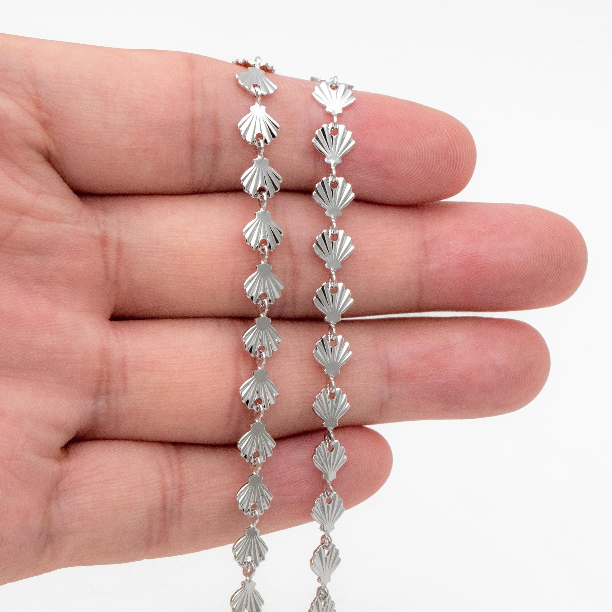 Gold/ Sliver Tone Shell Chain, 18K Real Gold/ Rhodium plated Brass, DIY Necklace Bracelet Wholesale (#LK-571)/ 1 Meter=3.3ft