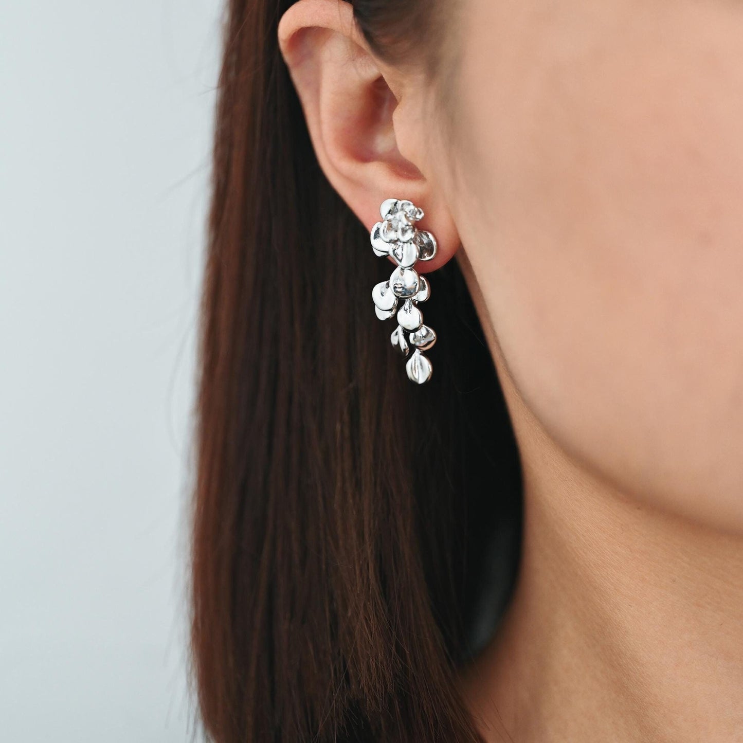 4pcs Gold/ Silver Tone Flower Earrings, 18K Gold/ Rhodium plated Brass, Dainty Leaf Dangle Earrings (GB-4500)