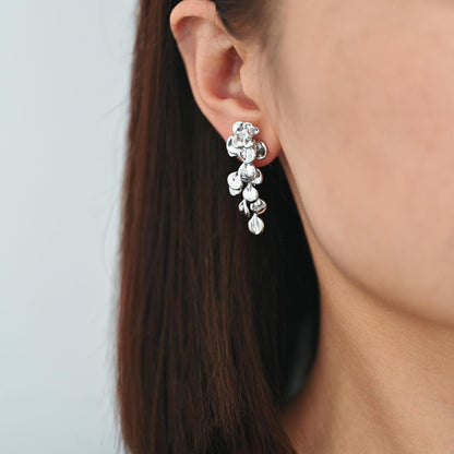 4pcs Gold/ Silver Tone Flower Earrings, 18K Gold/ Rhodium plated Brass, Dainty Leaf Dangle Earrings (GB-4500)