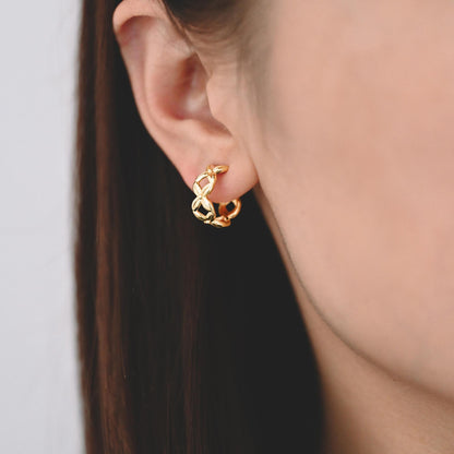 10pcs Gold/ Silver Tone C Shape Circle Earrings, Gold/ Rhodium plated Brass, Geometric Hoop Stud Earrings (GB-4504)