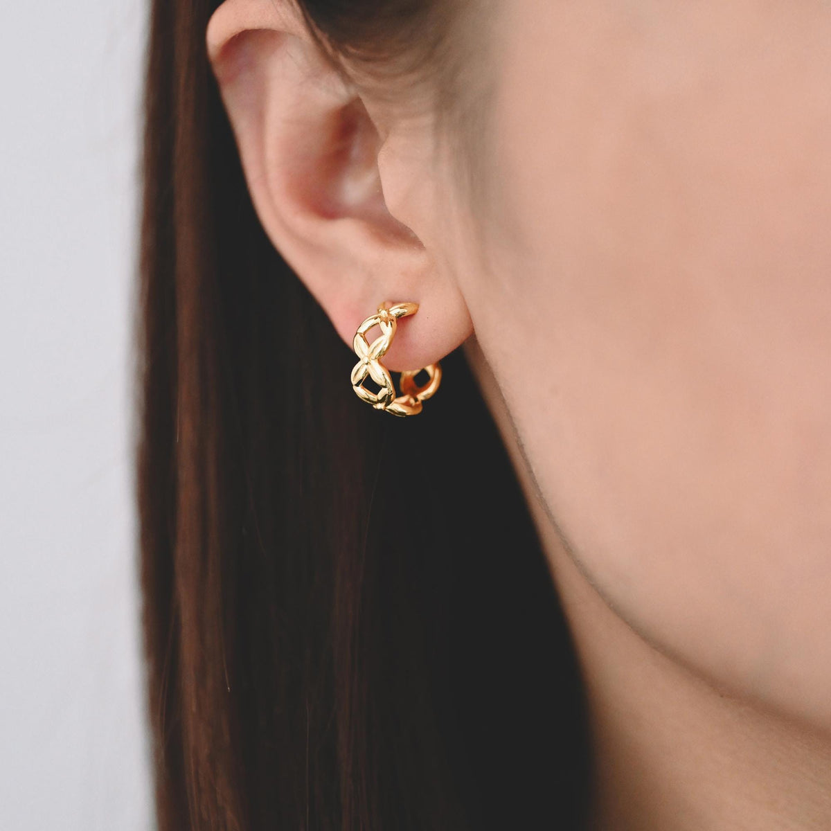 10pcs Gold/ Silver Tone C Shape Circle Earrings, Gold/ Rhodium plated Brass, Geometric Hoop Stud Earrings (GB-4504)