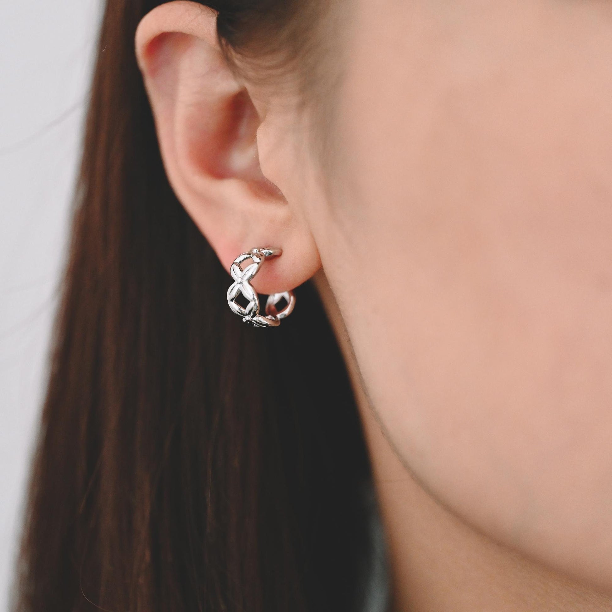 10pcs Gold/ Silver Tone C Shape Circle Earrings, Gold/ Rhodium plated Brass, Geometric Hoop Stud Earrings (GB-4504)