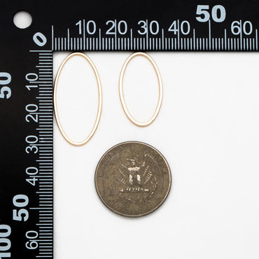 10pcs Gold Oval Link Charms, Real Gold plated Brass, Geometric Hoop Connector Pendants (GB-296)