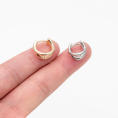 10pcs Gold/ Silver Tone Criss Cross Hoop Earrings, Gold/ Rhodium plated Brass, Huggie Earrings, Gold Hoops, Huggies (GB-3465)