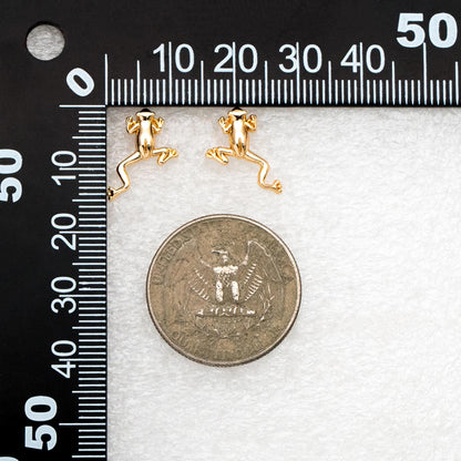 10pcs Gold Frog Earrings, Gold plated Brass, Cute Animal Stud Earrings (GB-4531)