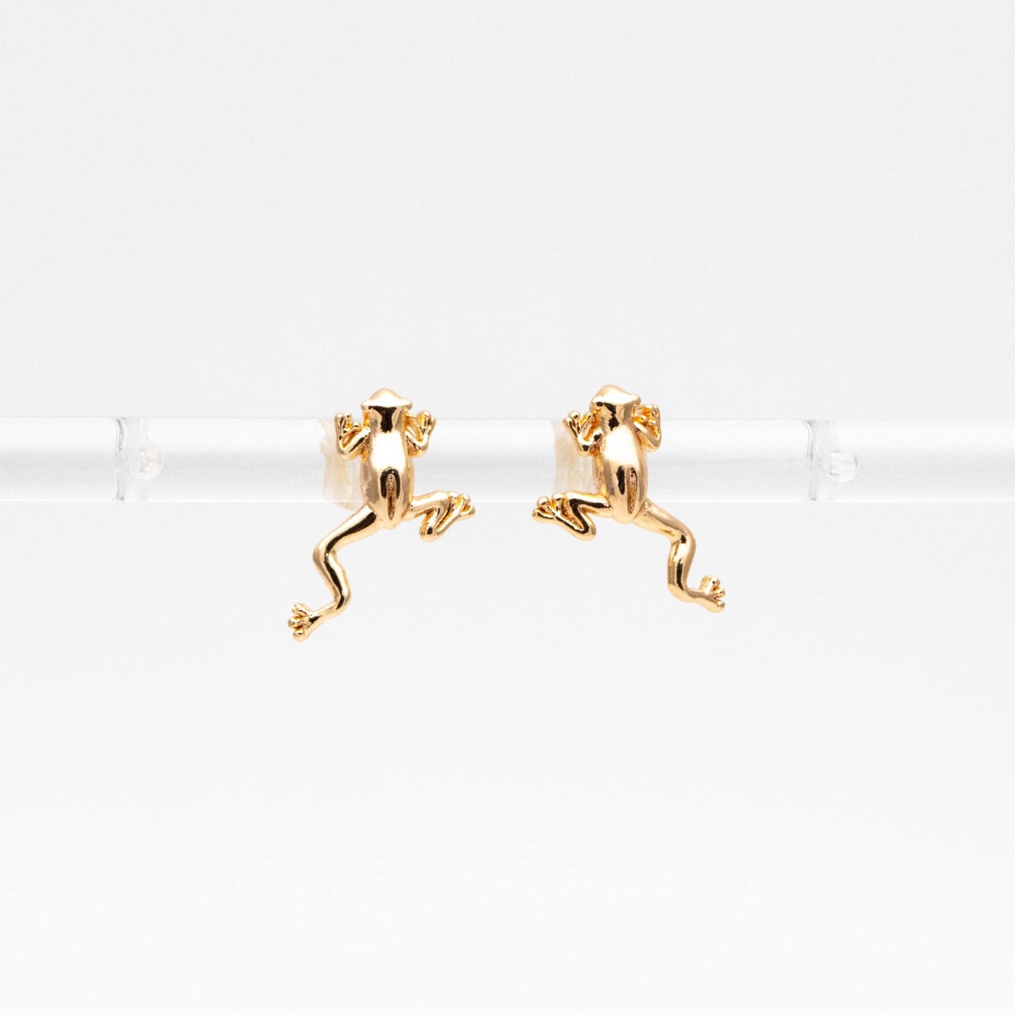 10pcs Gold Frog Earrings, Gold plated Brass, Cute Animal Stud Earrings (GB-4531)
