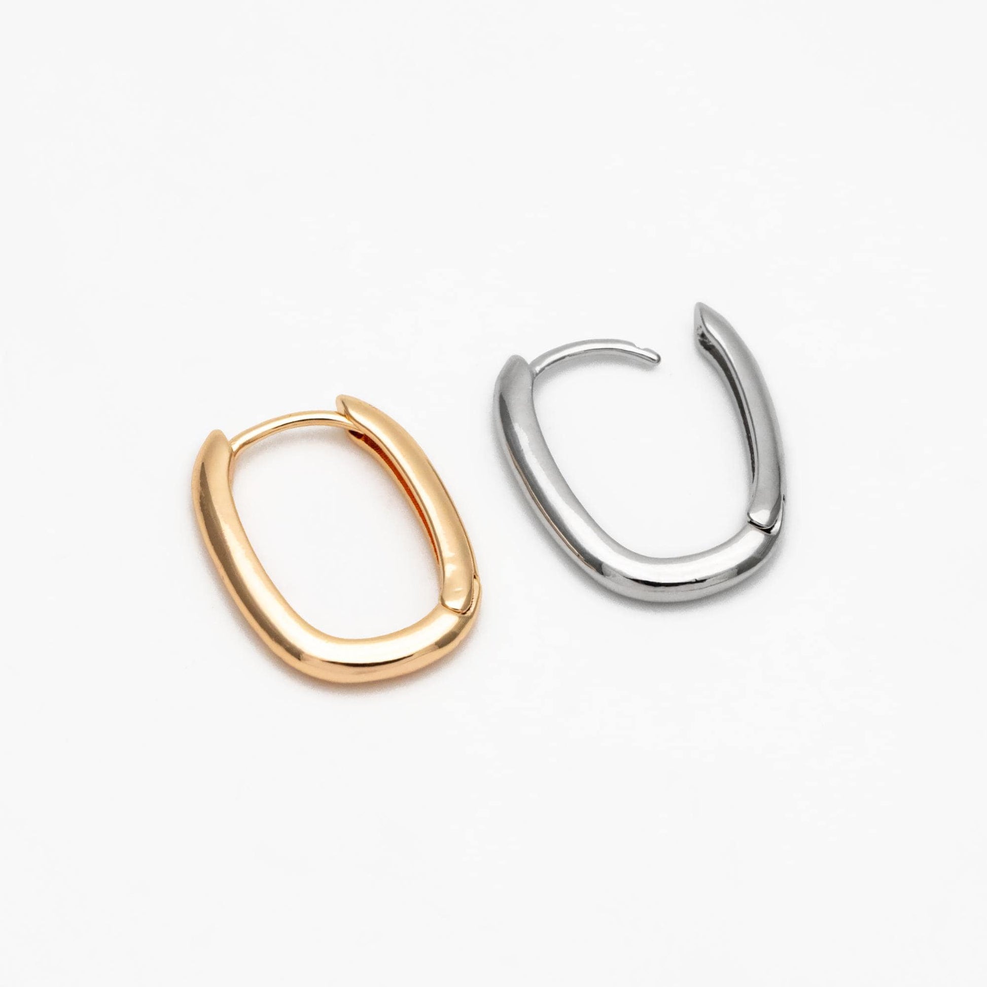 10pcs Gold/ Silver Oval Hoop Earrings, Gold/ Rhodium plated Brass, Geometric Earring Hoops (GB-4537)