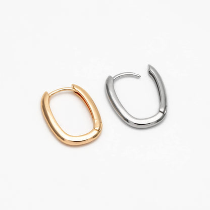 10pcs Gold/ Silver Oval Hoop Earrings, Gold/ Rhodium plated Brass, Geometric Earring Hoops (GB-4537)