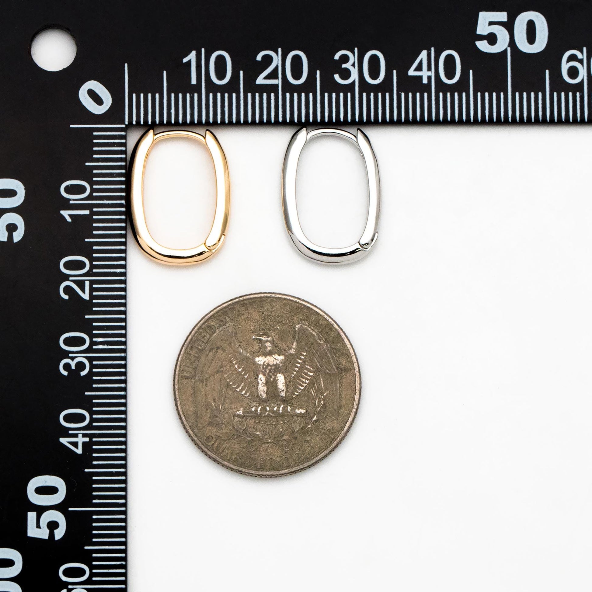 10pcs Gold/ Silver Oval Hoop Earrings, Gold/ Rhodium plated Brass, Geometric Earring Hoops (GB-4537)