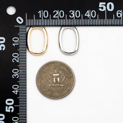 10pcs Gold/ Silver Oval Hoop Earrings, Gold/ Rhodium plated Brass, Geometric Earring Hoops (GB-4537)