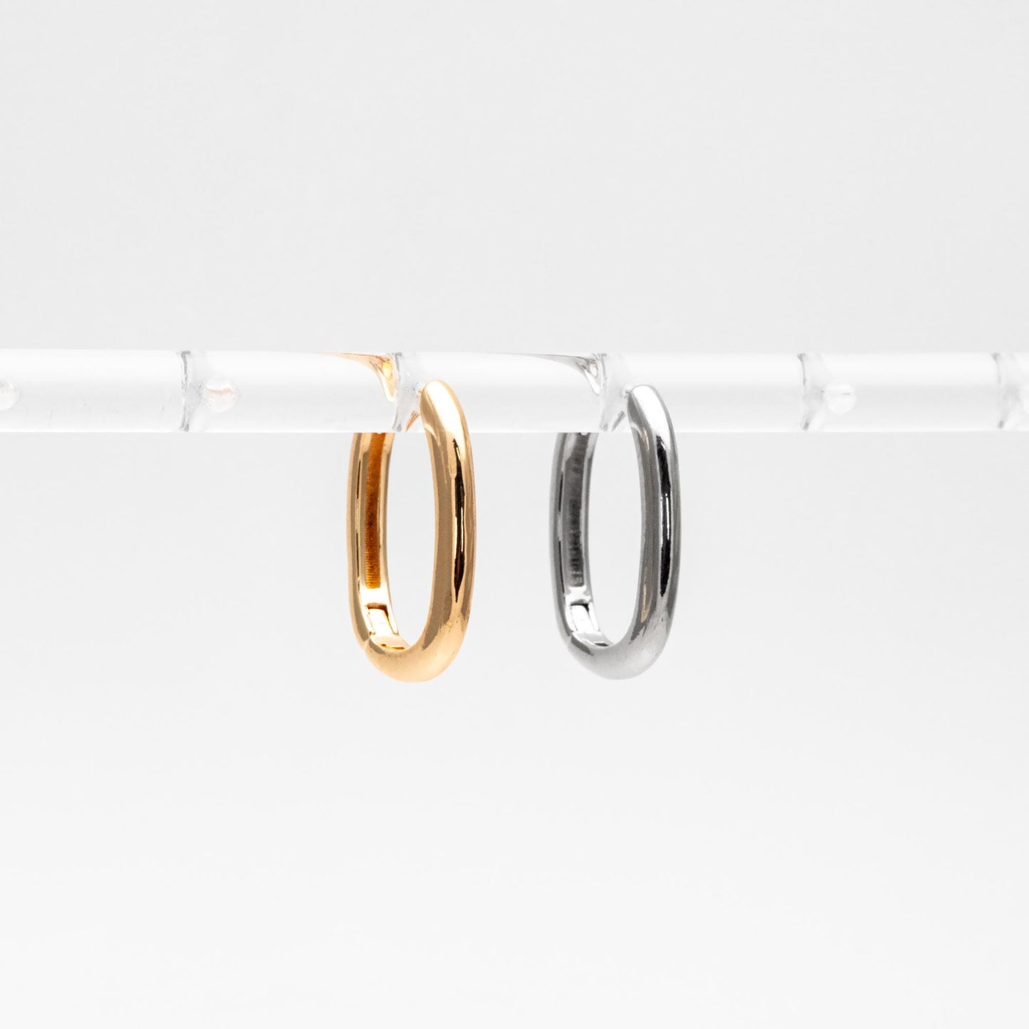 10pcs Gold/ Silver Oval Hoop Earrings, Gold/ Rhodium plated Brass, Geometric Earring Hoops (GB-4537)