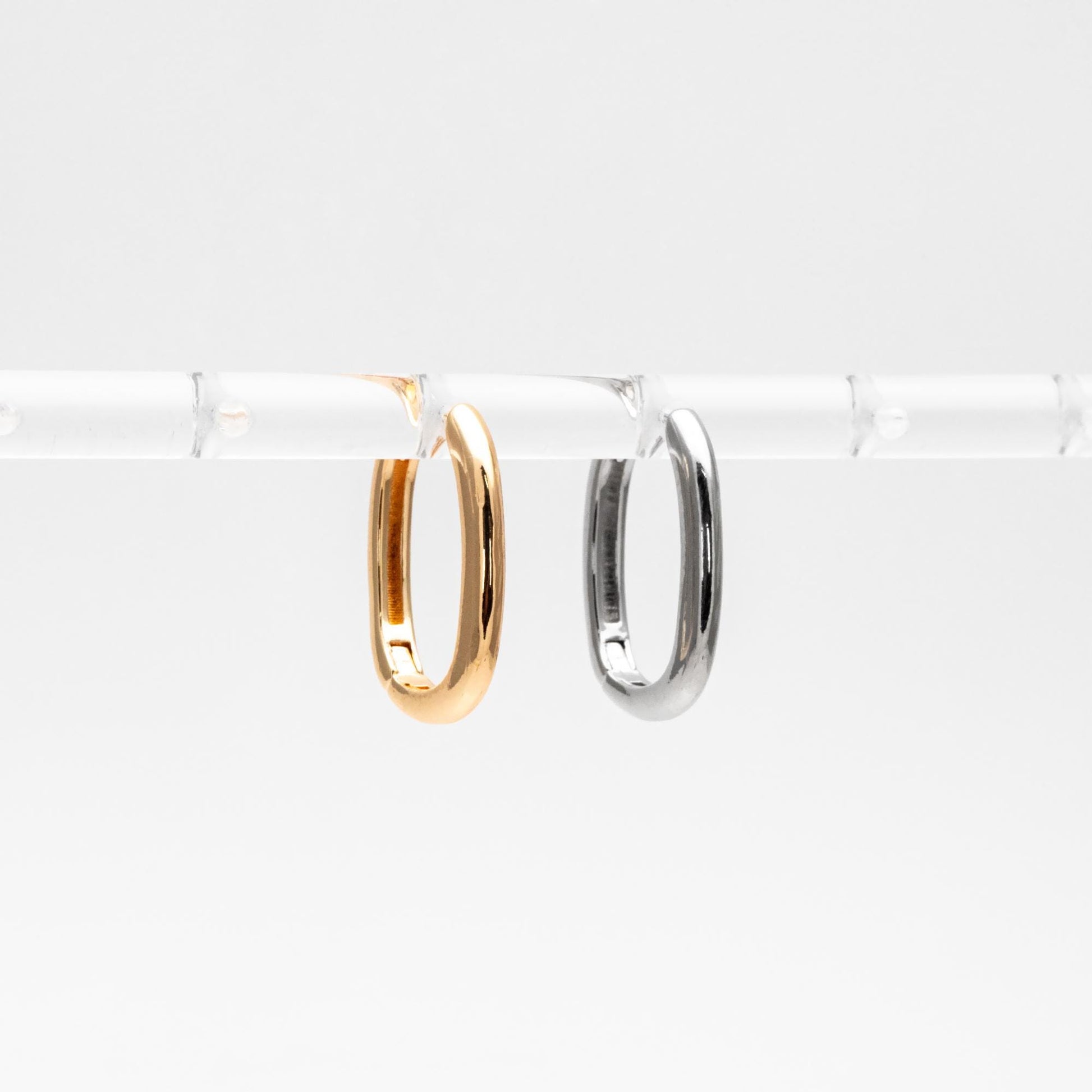 10pcs Gold/ Silver Oval Hoop Earrings, Gold/ Rhodium plated Brass, Geometric Earring Hoops (GB-4537)