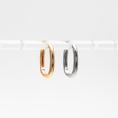 10pcs Gold/ Silver Oval Hoop Earrings, Gold/ Rhodium plated Brass, Geometric Earring Hoops (GB-1656-D)