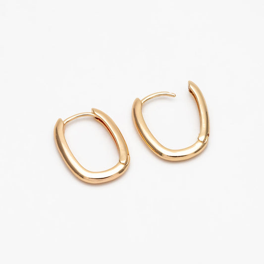 10pcs Gold/ Silver Oval Hoop Earrings, Gold/ Rhodium plated Brass, Geometric Earring Hoops (GB-4537)