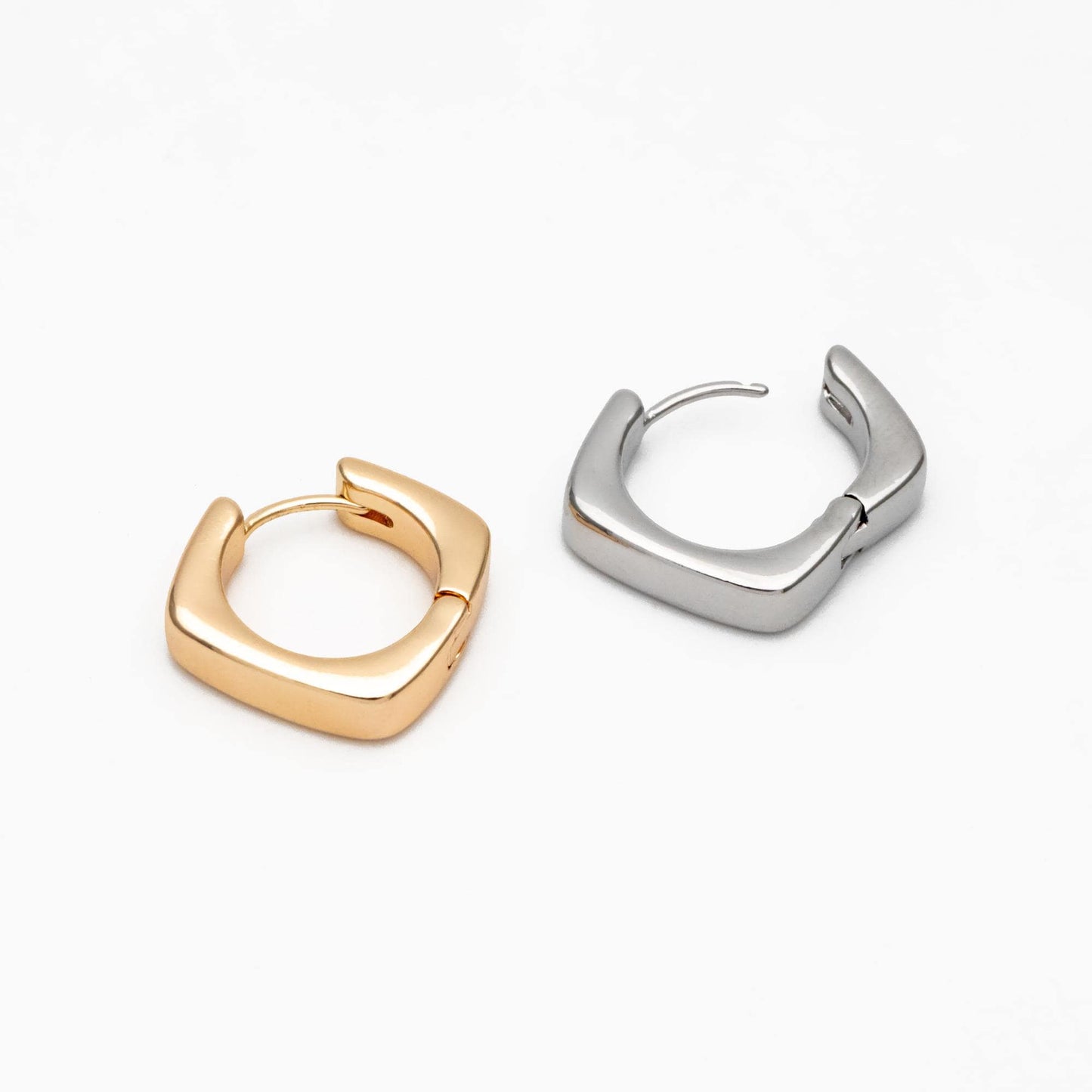 4pcs Gold/ Silver Tone Square Earrings, 18K Gold/ Rhodium plated Brass, Huggie Earrings, Minimalist Earrings (GB-4538)