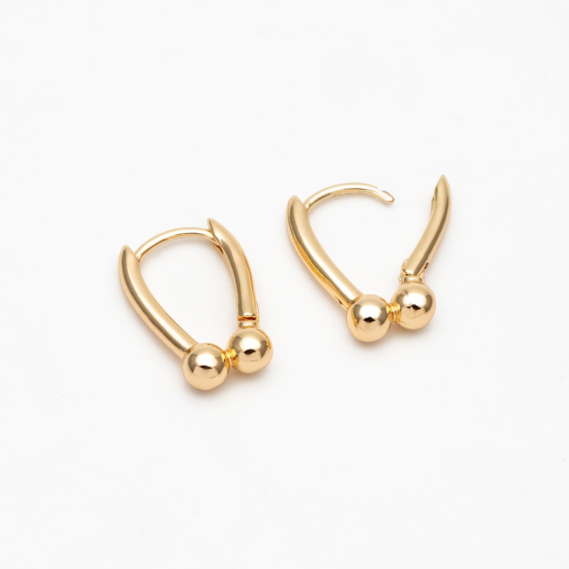 10pcs Gold/ Silver Tone Hoop Earrings, Gold/ Rhodium plated Brass, Geometric Earring Hoops (GB-4539)