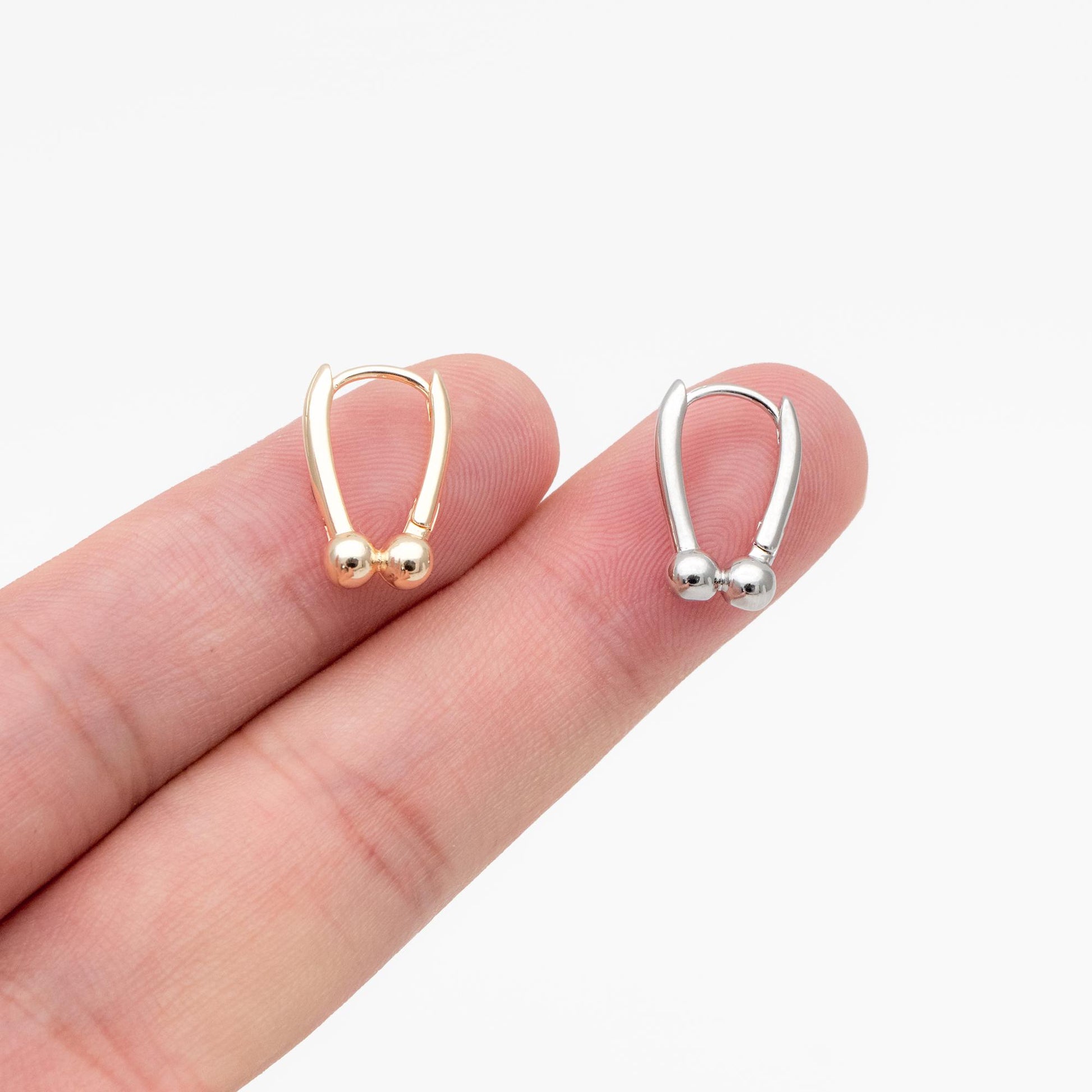 10pcs Gold/ Silver Tone Hoop Earrings, Gold/ Rhodium plated Brass, Geometric Earring Hoops (GB-4539)