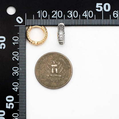 10pcs Gold/ Silver Tone Hammered Circle Hoop Earrings, 18K Gold/ Rhodium plated Brass, Minimalist Huggie Earrings (GB-4541)