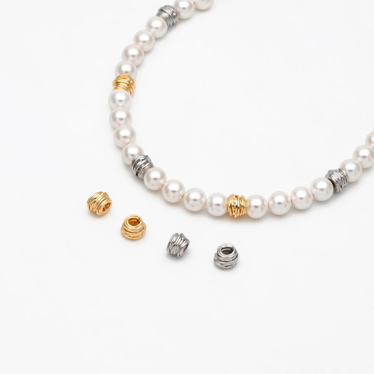 10pcs Gold/ Silver plated Brass Wire Wrap Spacer Beads, Jewelry Making Supplies Wholesale (GB-2899)